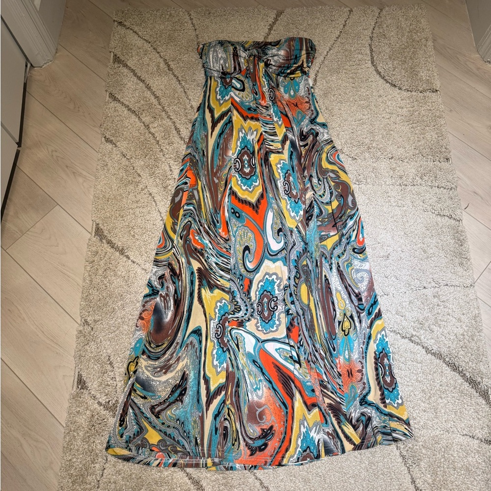 Colorful Strapless Maxi Dress